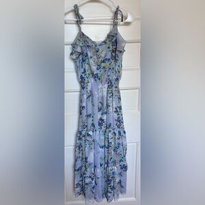 Misa Floral Ruffle Tiered Spaghetti Strap Midi Dress